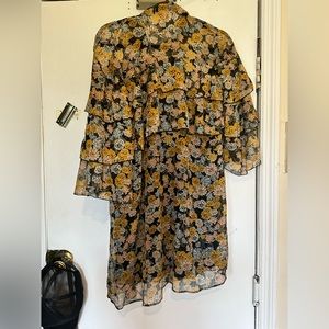 Tiered High Neck Floral Dress